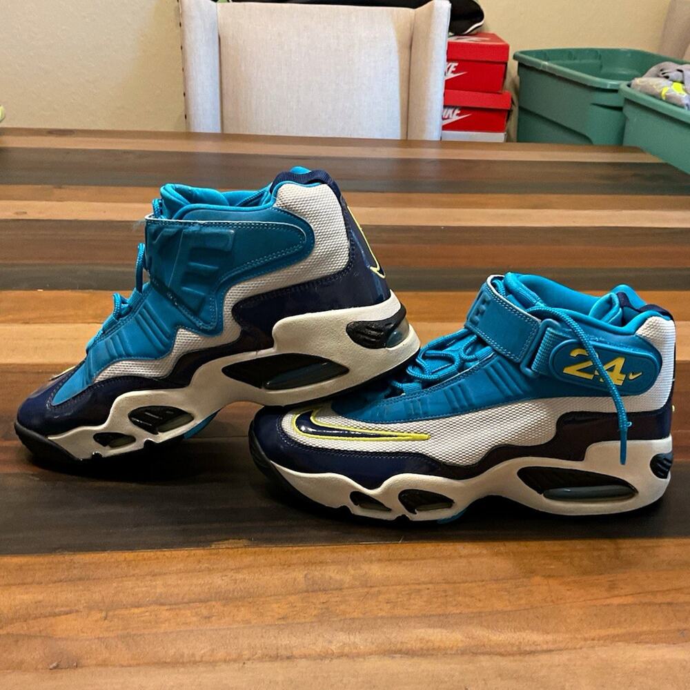 Vintage Nike Air Griffey Max 1 GS High Top Sneakers Blue/White/Black US 9.5